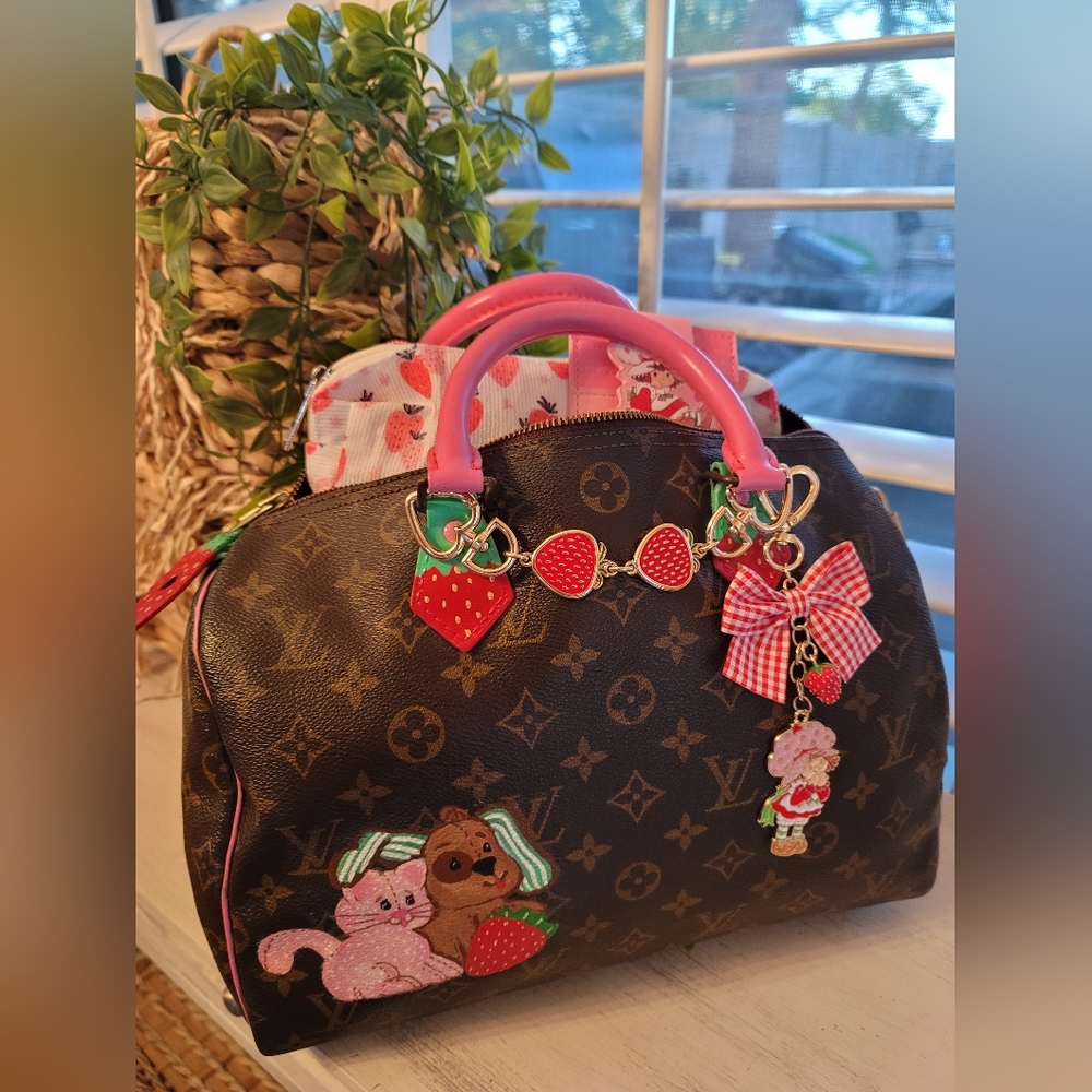 Louis Vuitton Brown Monogram Speedy with Pink Strawberry Accents - Picture 14 of 16